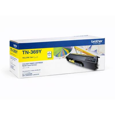 Brother TN-369Y Sarı (Yellow) Orijinal Toner - 6.000 Sayfa (Süper Yüksek Kapasite) - 1