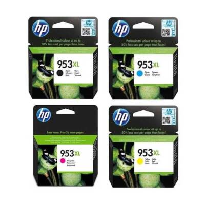 HP 953XL Orijinal Kartuş Seti 4 Renk Tam Takım (Siyah, Mavi, Kırmızı, Sarı) - 1